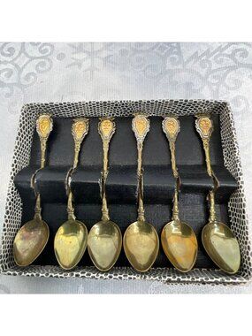 Vintage Italian Gold-Plated Demitasse Spoons Set Of 6